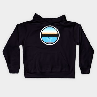 Wakeboarding with the setting sun Kids Hoodie